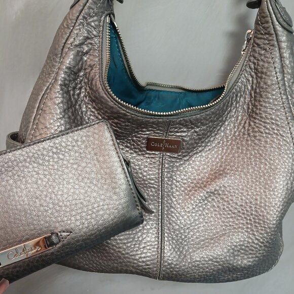 Cole Haan Pewter Hobo&Wallet🩶 - Picture 1 of 16